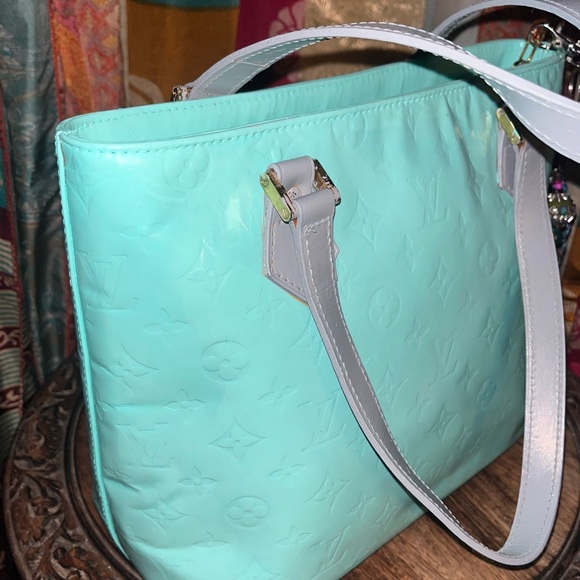 Hand painted Louis Vuitton in Tiffany Blue Grey strap comes handmade boho tassel - Picture 5 of 10